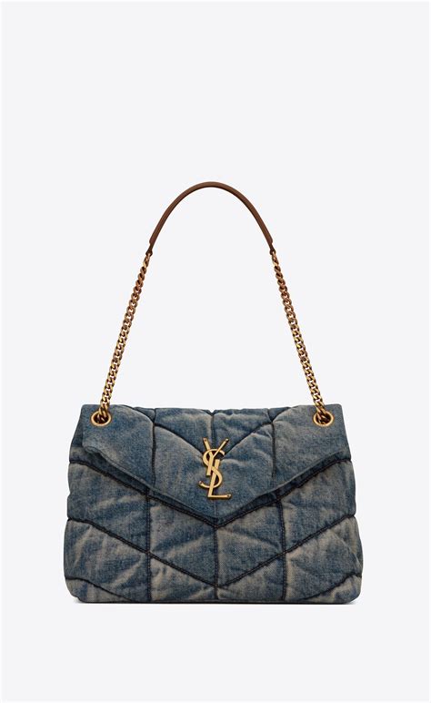 blue jean ysl purse|YSL loulou puffer suede.